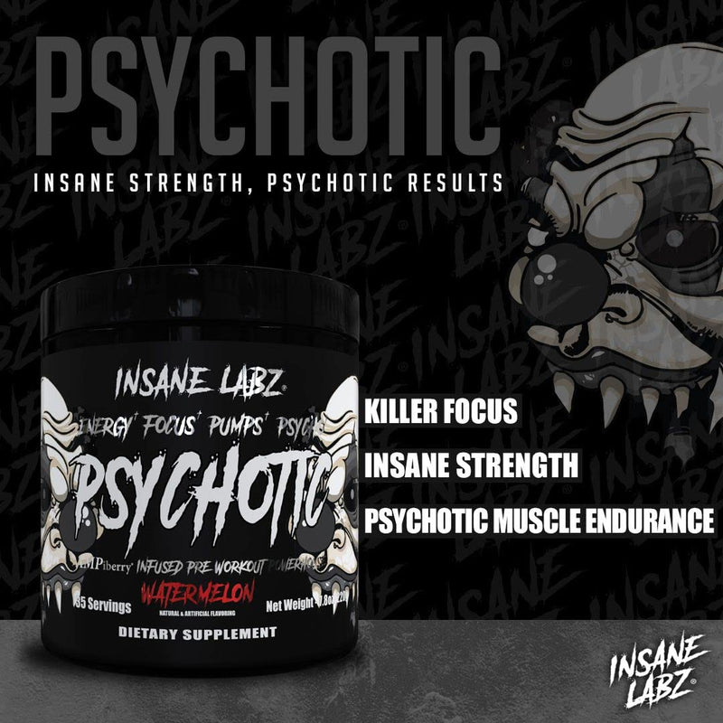 [Australia] - Insane Labz Psychotic Black Edition Mid Stimulant Pre Workout Powder, Energy Focus Pumps, Loaded with Creatine Beta Alanine Taurine Fueled by AMPiberry, 35 Servings (Gummy Candy) Gummy Candy 7.9 Ounce (Pack of 1) 