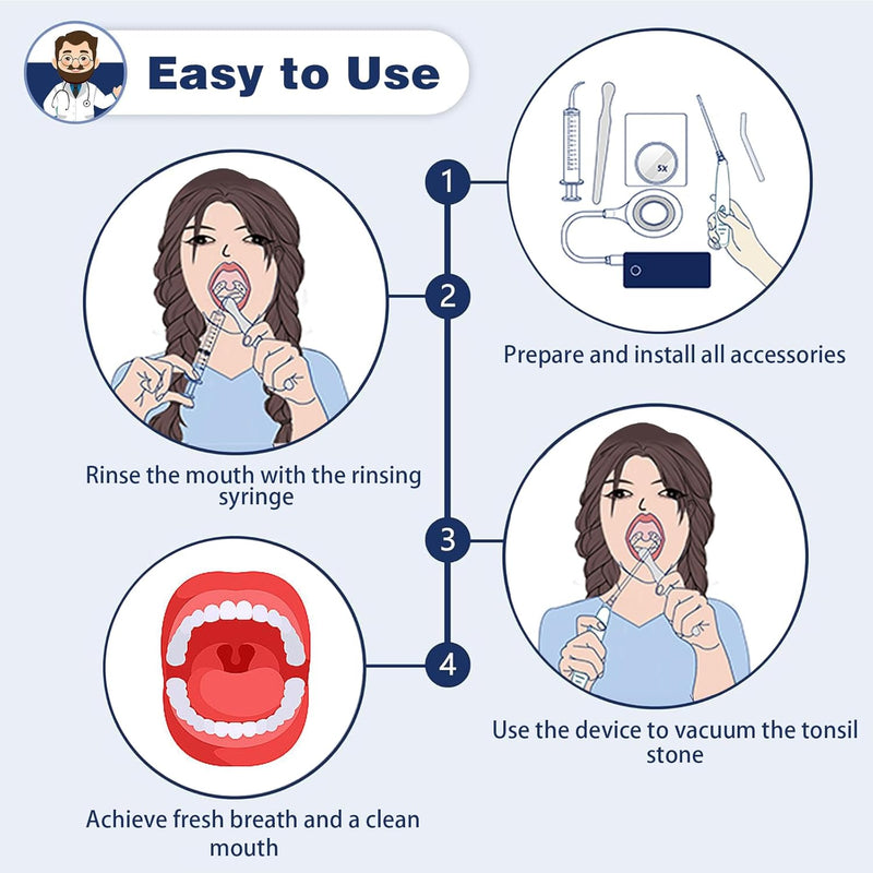 [Australia] - Tonsil Stone Remover Vacuum Electronic Tonsil Stone Removal Kit Instant Suction Tool Oral Irrigator Tonsil Stones Syringe Tongue Depressor 5X Magnifying Mirror 3 Modes Easy to Use Green 