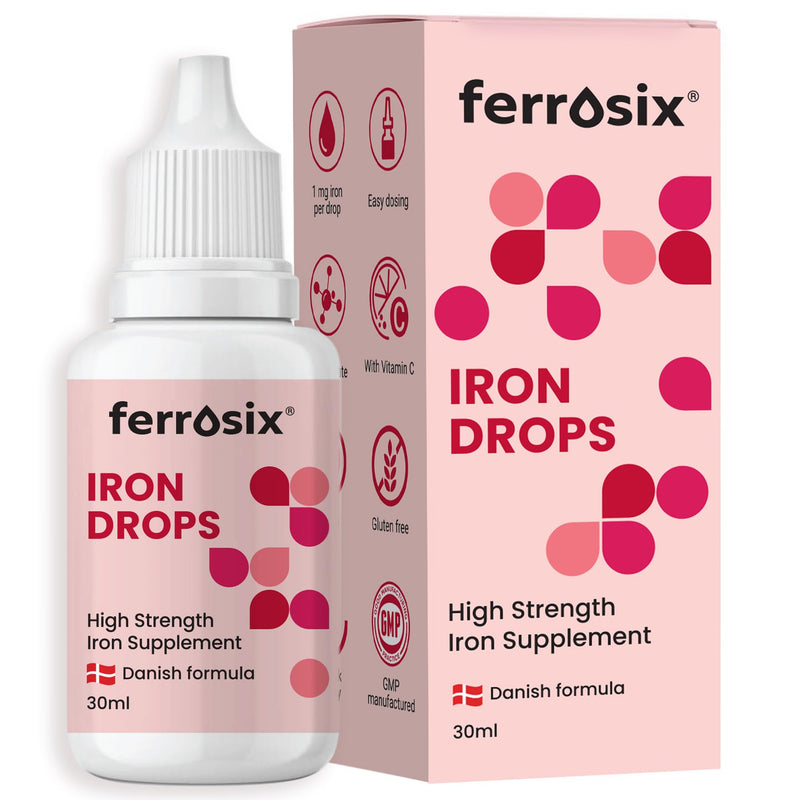 Iron Drops - Gentle, High Strength Liquid Supplement - Iron Deficiency & Anaemia Support - Integrated Dropper Cap - Ferrous Bisglycinate + Vitamin C - Vegan - 30 ml