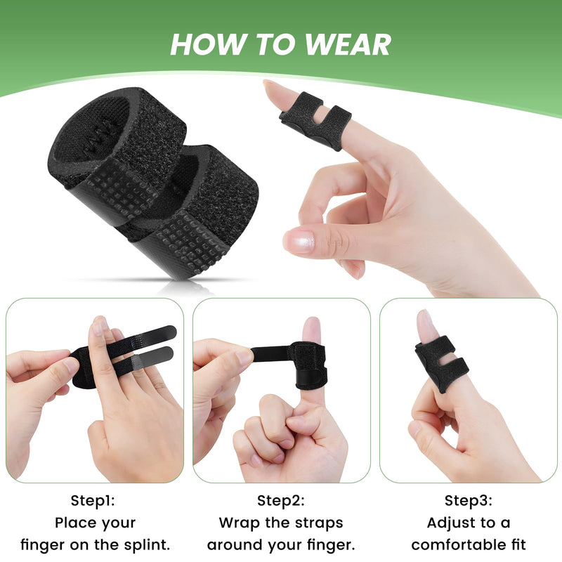 [Australia] - 5Pcs Thumb Splints, Small Finger Brace for Trigger Finger - Broken - Arthritis - Straightening for Index - Middle - Ring - Pinky Black 