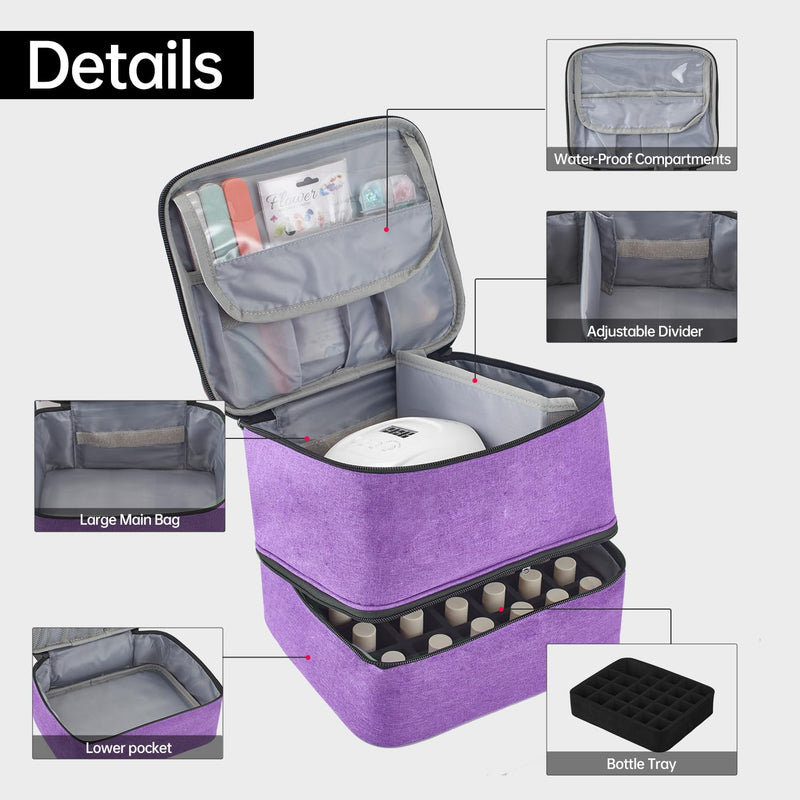 Large Toiletry Bag Purple and Nail Polish Bag Purple