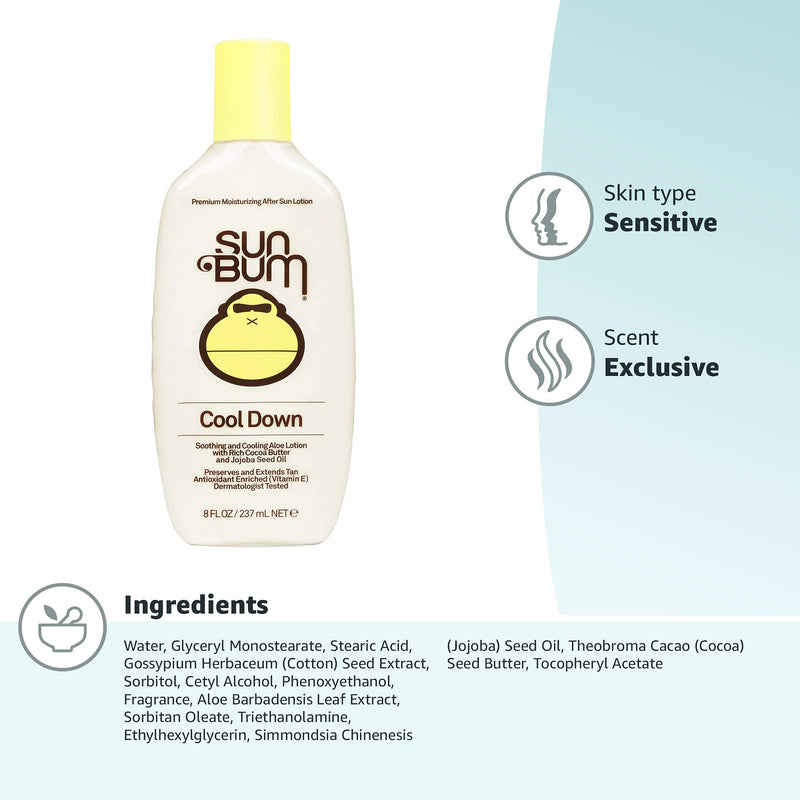 [Australia] - Sun Bum Cool Down Aloe Vera Lotion - Vegan After Sun Care with Cocoa Butter to Soothe and Hydrate Sunburn- 8 oz 8 Fl Oz (Pack of 1) 