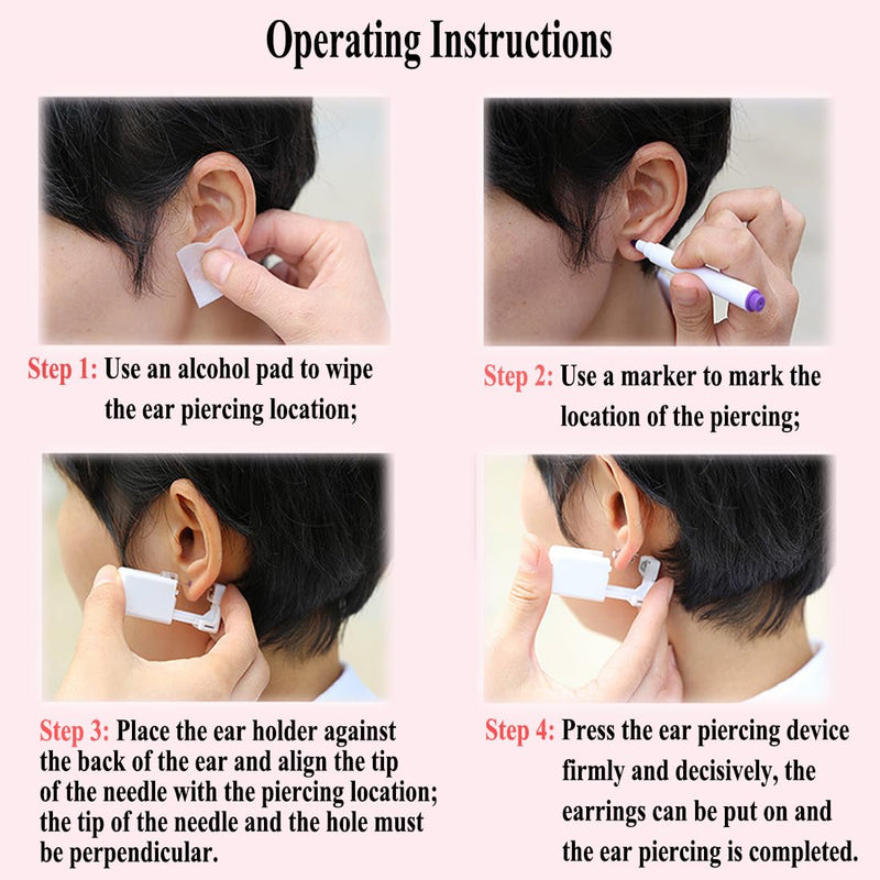 [Australia] - Ear Piercing Kit Disposable Ear Piercing Gun Kit with Sterile Multi-sized CZ Earring Studs Easy and Safe Earring Self Piercing Kit for Your Own Use at Home 3Mix-3mm-Gold- 