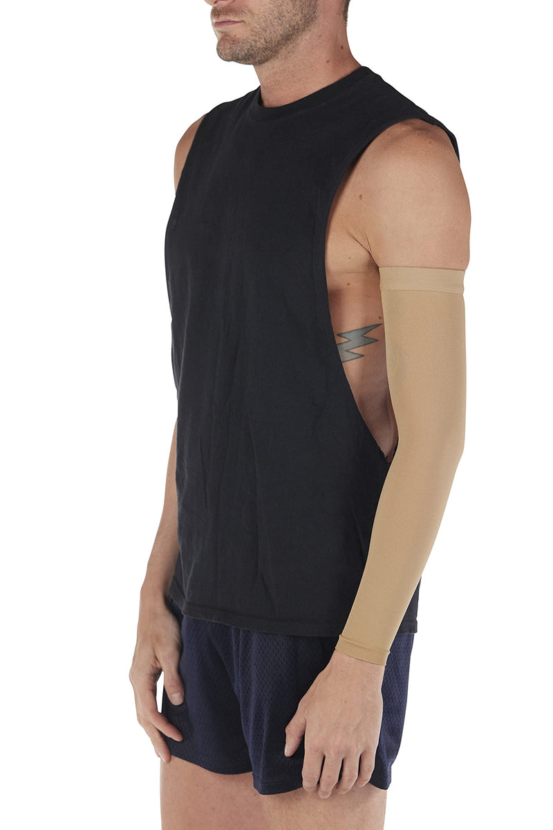[Australia] - Mojo Compression Socks - Medical Opaque Lymphedema Compression Arm Sleeve - Wrist & Elbow - 20-30mmHg - Unisex - Beige, XXXXX-Large 