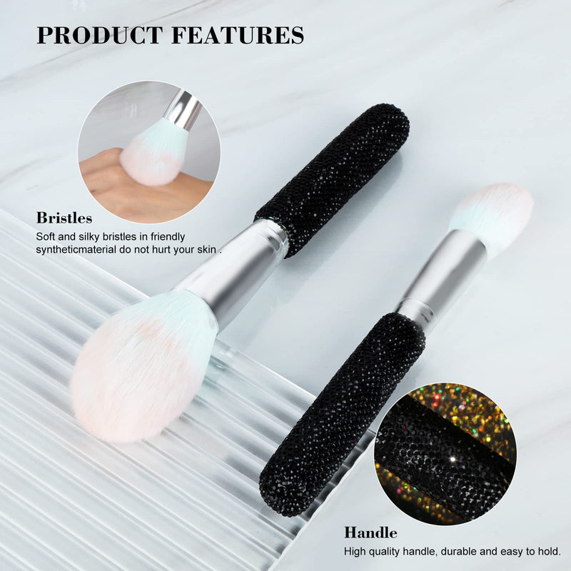 KEYPOWER Large Capacity Glitter Sequin Cosmetic Bag Black & 12PCS Makeup Brushes Bling Crystal Black