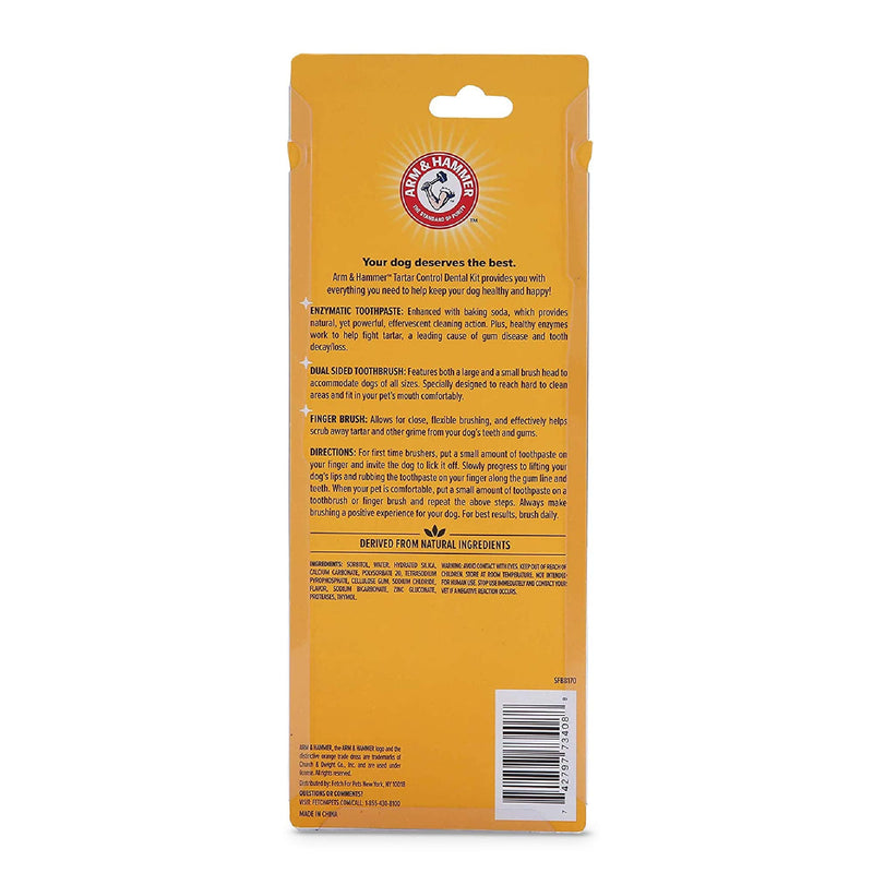 Arm & Hammer for Pets Tartar Control Kit for Dogs | Contains Toothpaste, Toothbrush & Fingerbrush | Reduces Plaque & Tartar Buildup | Safe for Puppies, 3-Piece , Beef Flavor 2.5 Ounce (Pack of 1)