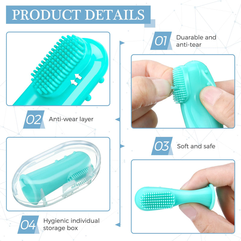 [Australia] - Zopeal 16 Sets Baby Finger Toothbrush for Toddler Kids with Boxes Travel Storage Case Silicone Soft Finger Toothbrush for Infant Newborns Lids Training Healthy Oral Habits Teething Cleaning Massaging 