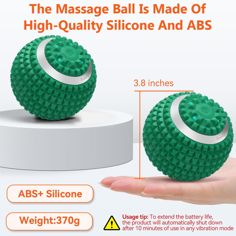 Vibrating Massage Ball 4-Speed High-Intensity Fitness Yoga Massage Roller, Relieving Muscle Tension Pain & Pressure Massaging Balls (Green) Green