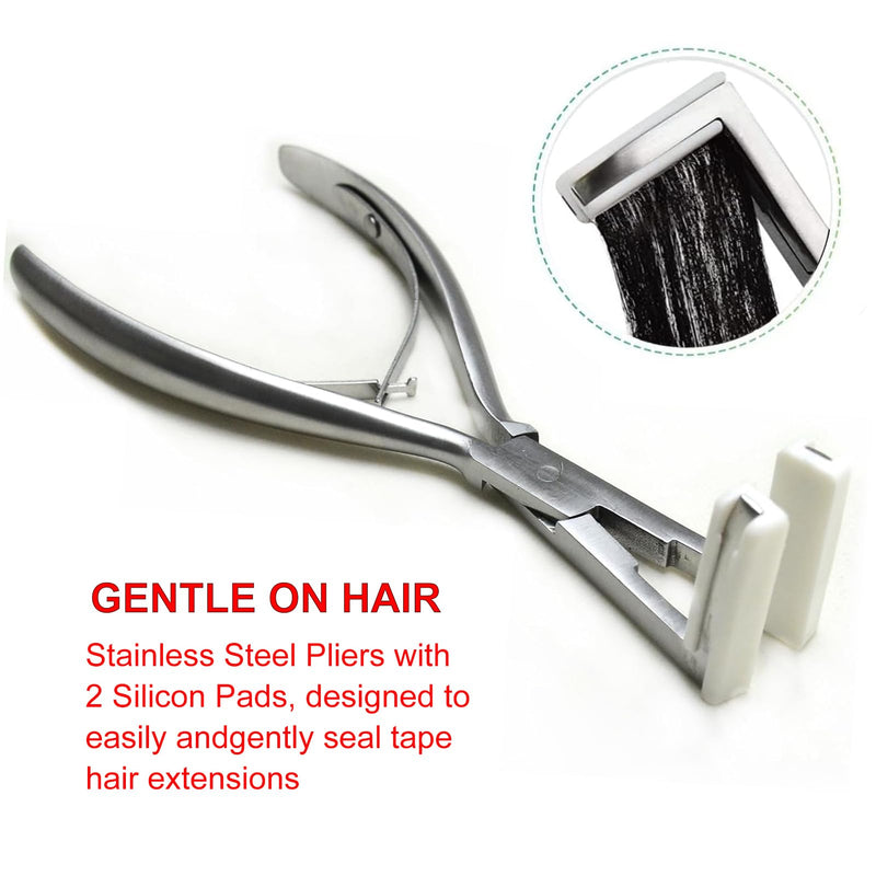 Tape in Hair Extensions Plier 1pc Silvery Stainless Steel Professional Flat Surface Sealing Hair Extension Tools for Women Hair Extension Tools Silver