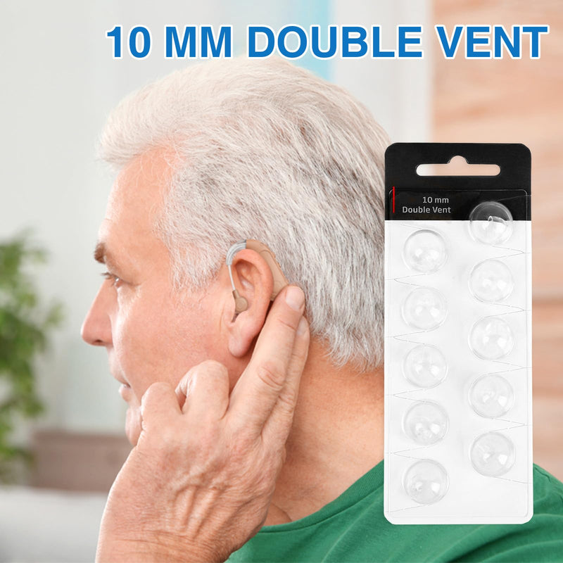 30Pcs Hearing Domes for Oticon Minifit Aid, Replacements 10mm Silicone Double Vent Accessories