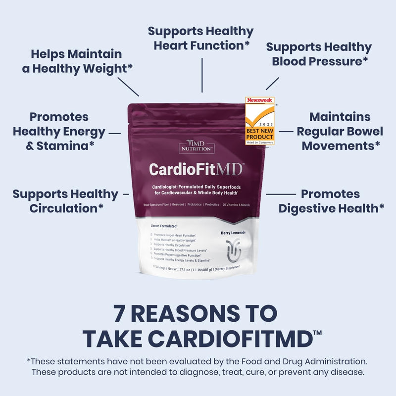 [Australia] - 1MD Nutrition CardioFitMD - Vegan Beets Superfood Keto-Friendly Heart Health Powder - High Fiber Nutritional Supplement Drink - 30 Servings 30 Servings (Pack of 1) 