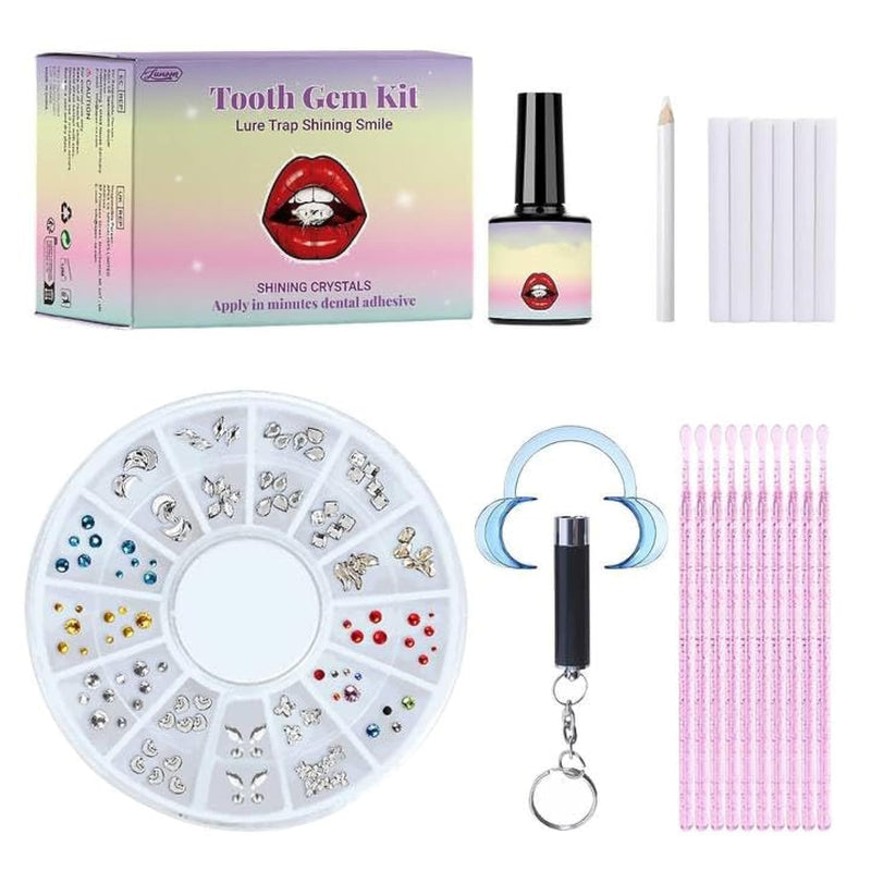 [Australia] - Tooth Jewelery SetTooth Gem Kit Tooth Stone Set Tooth Gems Tooth Gemstone Set DIY Krystal Decoration for Tooth Tooth Jewelery Party Teeth Decoration 