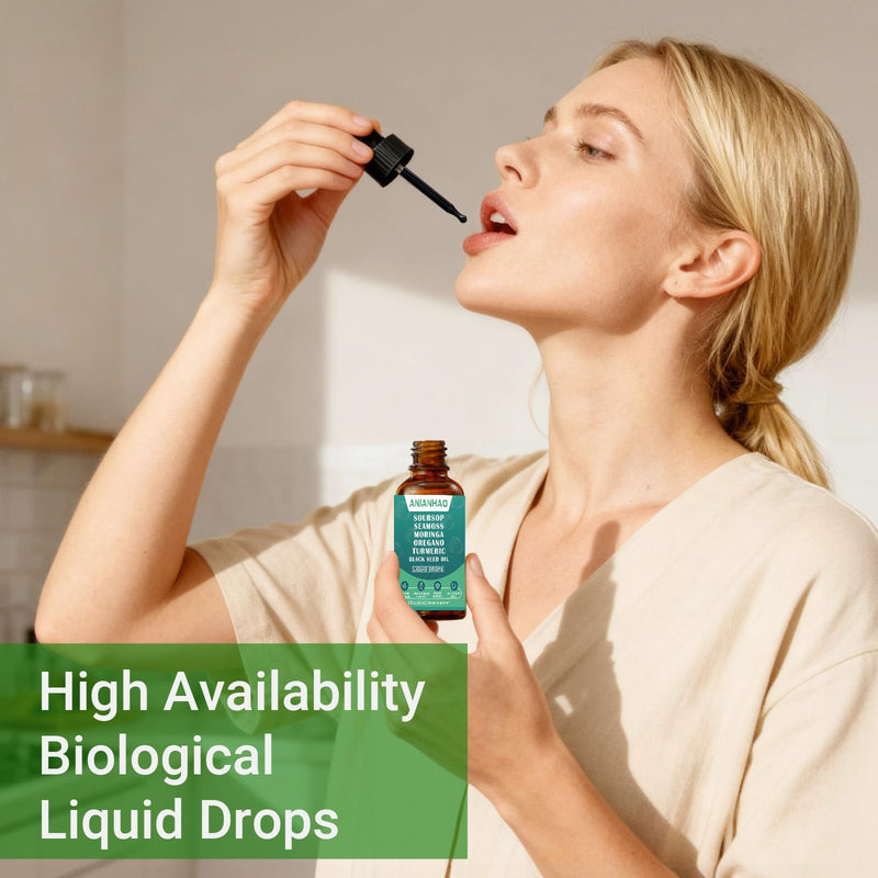 10-in-1 Soursop Bitters Liquid Drops, with Sea Moss, Moringa, Turmeric, Black Seed Oil, Oregano, Ashwagandha | Herbal Extracts for Overall Health-Enhancing | Vegan, Non-GMO | 60ml
