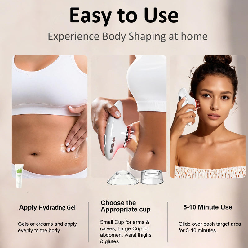 Body Sculpting Machine, 4 in 1 Cellulite Remover for Legs, Adjustable Cellulite Massage Tool, Home Use Cupping Therapy Tool for Belly, Waist, Arms, Legs and Face (Beige) Beige