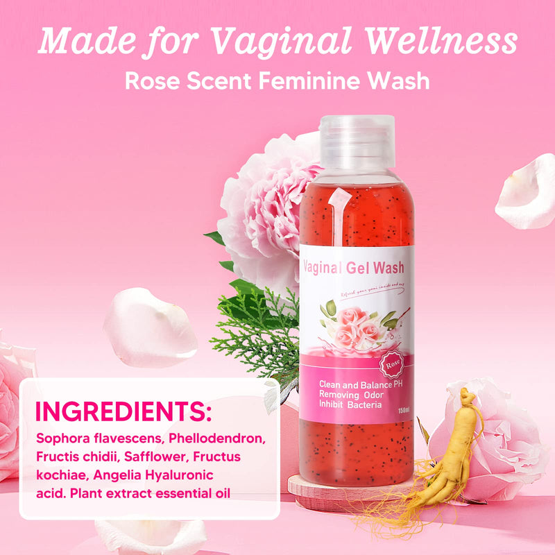 [Australia] - Feminine Wash & Yoni Oil & Yoni Soap Set for Women, Yoni Wash for Vaginal Ph Balance Remove Odor Moisturizing, 1 Fl.Oz Feminine Oil & 5.07 Fl.Oz Vaginal Wash 3.53 Oz Yoni Soap Bar Rose2 