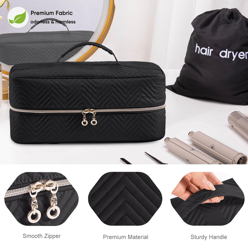 [Australia] - Hair Tools Travel Case - Black Dryer Bag, Large Case for Shark FlexStyle/SmoothStyle, Air Wrap Dryer & Curling Iron Organizer 