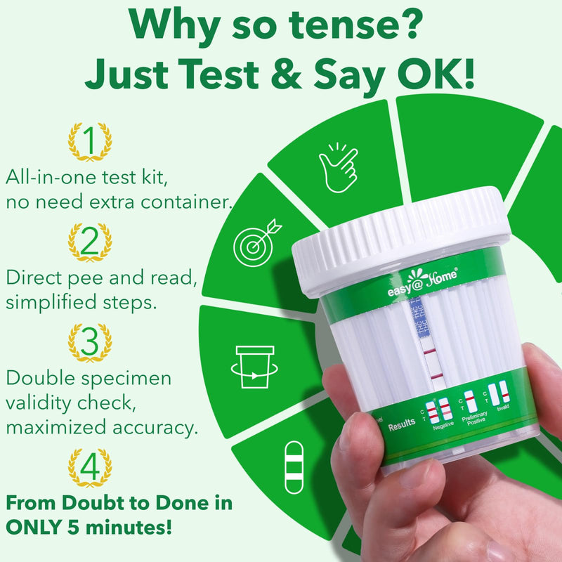 Easy@Home Marijuana Test Cup, THC Urine Drug Testing Kit, 5-Minute Results, Weed Cannabis Screening for Detox THC Flush, 1 Pack -#ECTH4-114A3