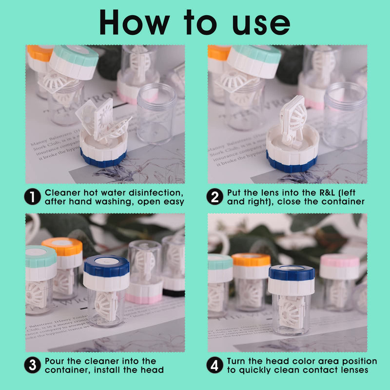 [Australia] - Sibba 5 Pieces Contact Lens Cases Manually Contact Lens Washer Cleaner Portable Rotation Contact Lens Cleaning Container Contact Lens Soak Storage Kit for Travel Home 