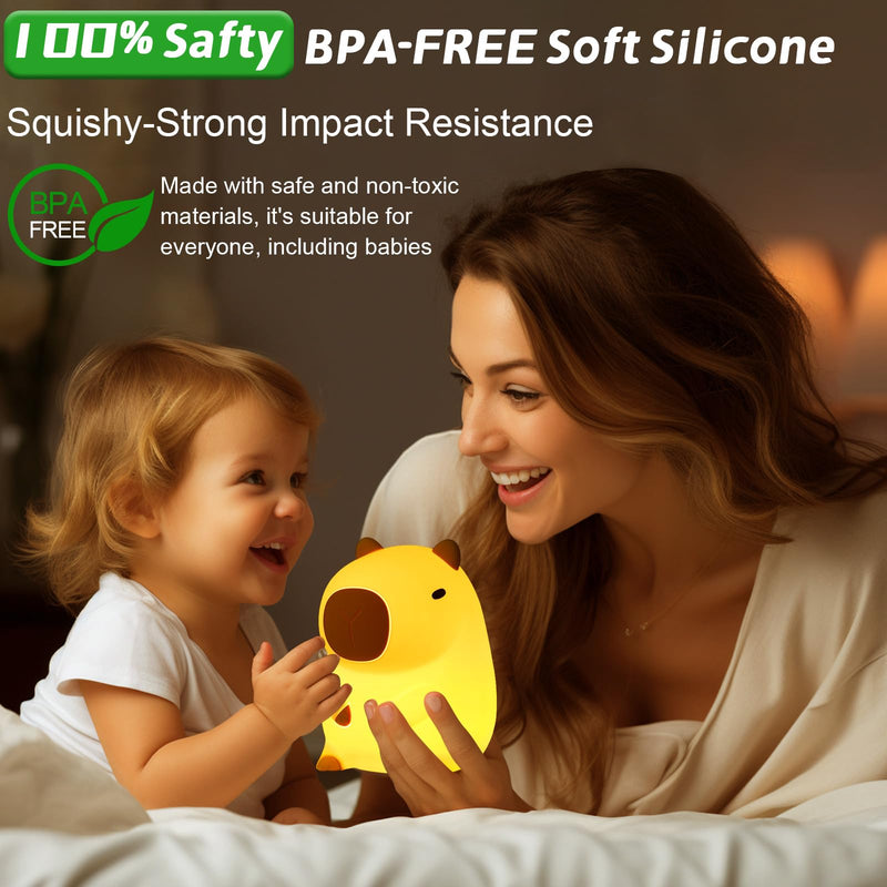 [Australia] - Cute Capybara Night Light, LED Squishy Novelty Animal Lamp, 2 Levels Dimmable Nursery Night Light for Kids Sleeping, Baby Rechargeable Touch Lamps, Kawaii Room Dorm Decor, Funny Gift (Normal) Normal 
