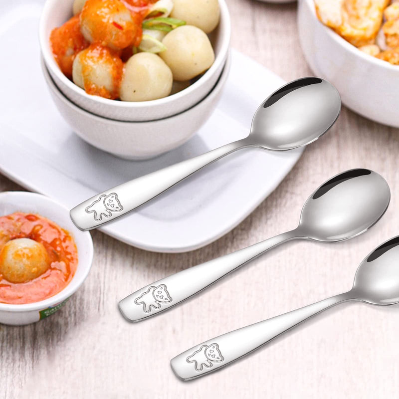 [Australia] - Pimoys 9 Pieces Toddler Spoons Kids Spoons, Kids Silverware Stainless Steel Toddler Utensils Metal Kids Cutlery Set Baby and Children Safe Flatware, Perfect for Small Hands 9 Silver Spoons 