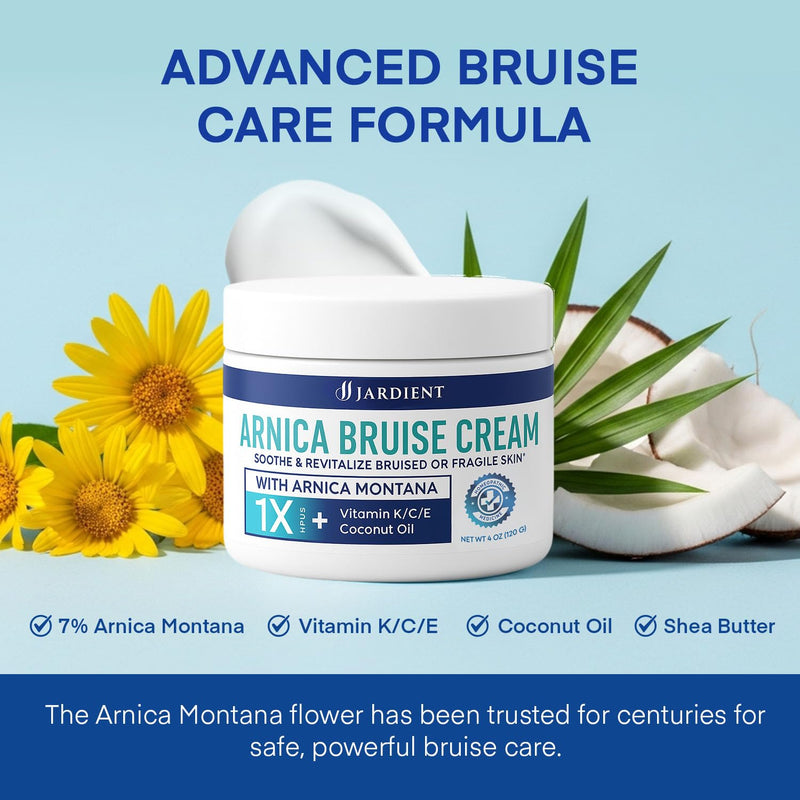 Arnica Cream Advanced Formula with Arnica Montana Vitamin K C & E - Soothing Hydrating for Face and Body (4 Fl Oz (Pack of 1))