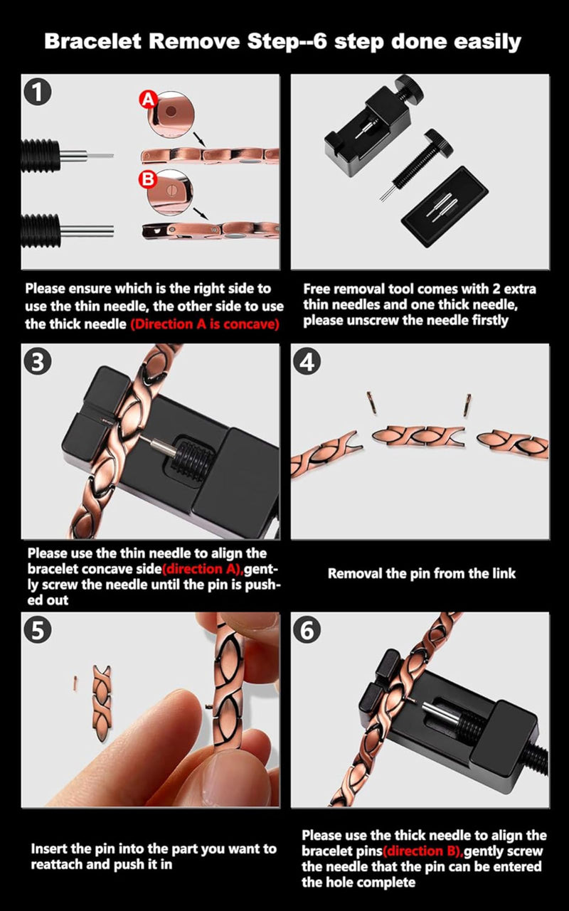 [Australia] - 3X Strength Copper Bracelets for Men, Magnetic Bracelets for Men with 3800 Gauss Magnets, Premium Fold-Over Clasp Copper-Rivet 