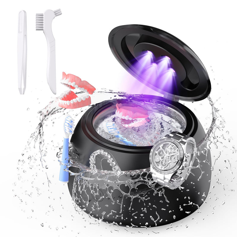 [Australia] - 45KHz Ultrasonic Retainer Cleaner Machine, 230ML UV Cleaner for Retainer, Denture, Mouth Guard, Aligner, Braces, Toothbrush & Jewelry | 3 Digital Timer Modes | Black 
