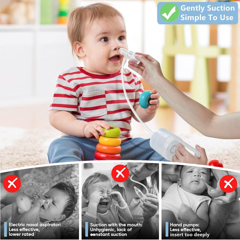 [Australia] - Nasal Aspirator for Baby, Baby Nose Sucker, Booger Sucker with Hand Pump and Non-Invasive Tip to Clear Clogged Passages and Boogers (Translucent White, Standard) Translucent White 