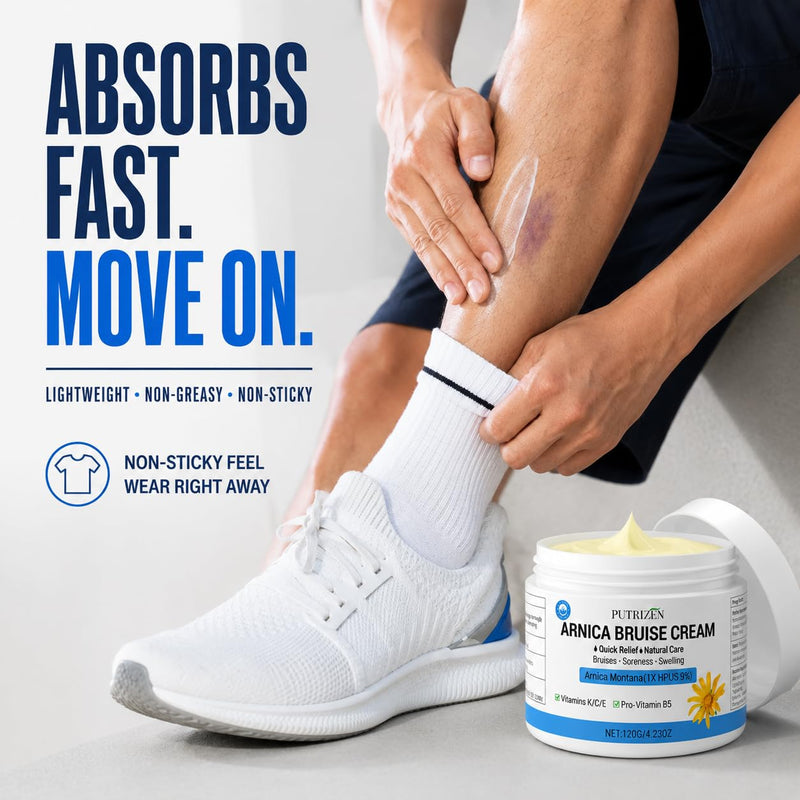 9% Extra Strength Arnica Bruise Cream for Pain & Swelling, 4.23 oz | Higher active concentration than familiar 7% formulas, plus Vitamins K, C, E & B5 in a fast-absorbing, non-greasy base