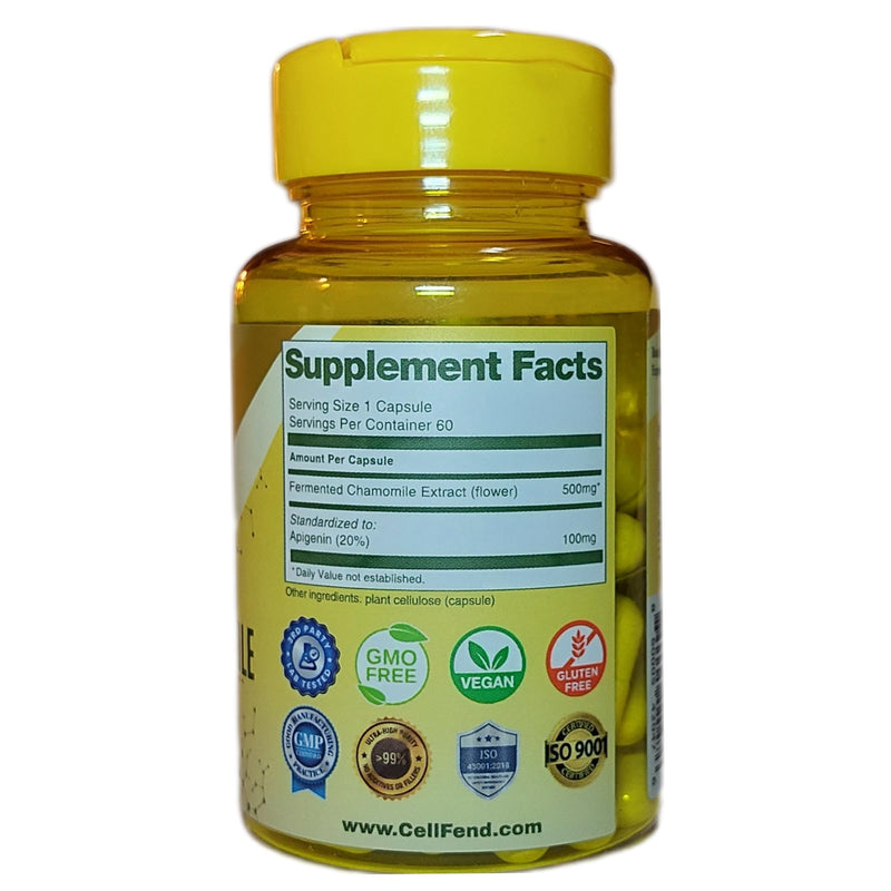 [Australia] - Apigenin | Fermented Chamomile Extract | standardized to 100mg of Apigenin per Capsule | 60 Vegan Capsules (500mg) 