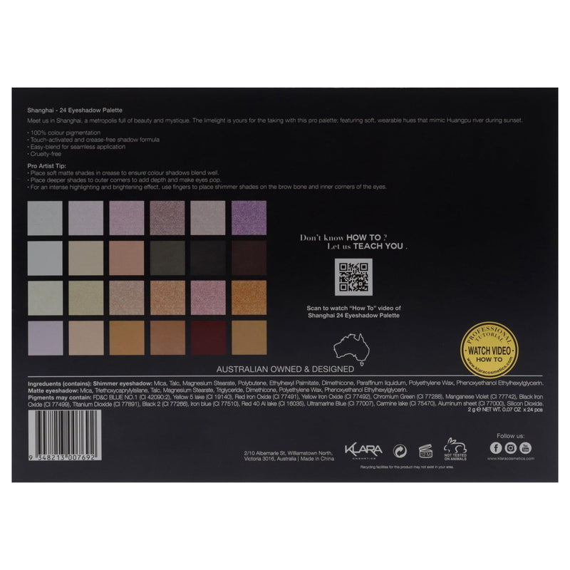 [Australia] - Klara Cosmetics 24 Eyeshadow Palette - Eye Makeup Palette with Matte, Shimmer and Metallic Finishes - Face Makeup Palette - Shanghai - 2.5 oz 