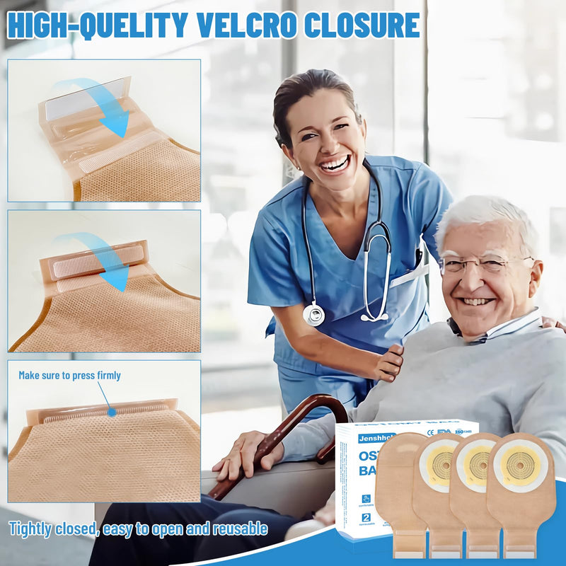 [Australia] - 22 PCS Colostomy Bags Ostomy Supplies, One Piece Drainable Ostomy Bag for Adult with Closure, 15mm-60mm Cut-to-Fit Urostomy Bag, Ileostomy Supplies for Ileostomy Stoma Care Hook and Loop Closure 
