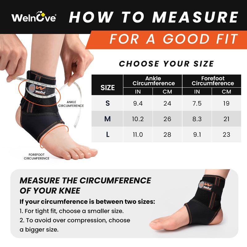 Welnove Ankle Support Brace with Stabilizer - Sports Stabilizing with Adjustable Compression Straps for Women & Men - FSA/HSA Eligible (2, Black, Large) 2