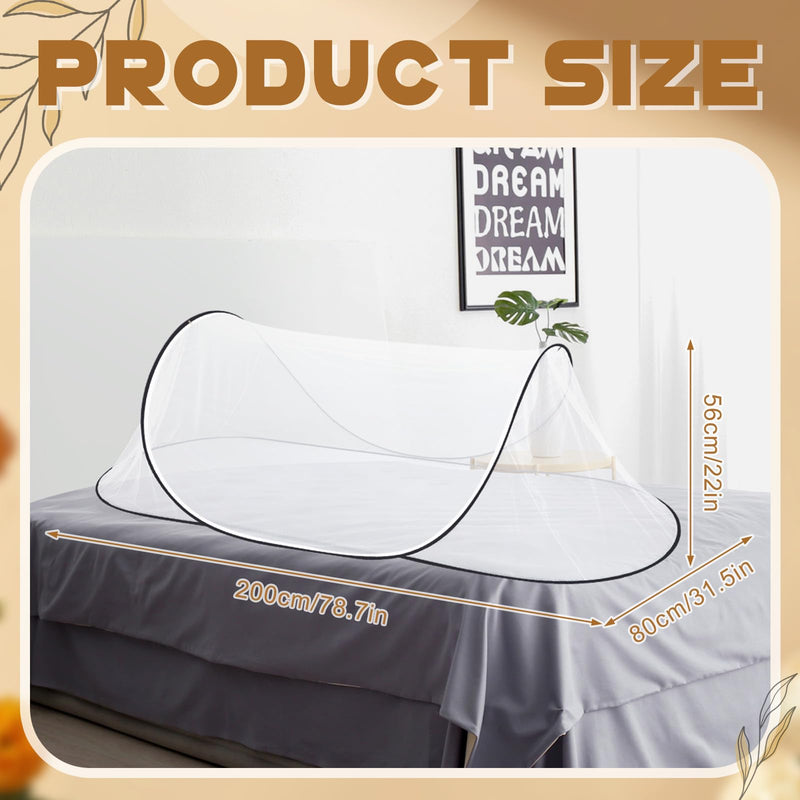 [Australia] - 2 Pcs Large Pop up Mosquito Tent Portable Foldable Mosquito Bug Net for Bed Camping Travel Patio Outdoor 78 * 31 * 22 Inch Bug Netting Mesh Tent Canopy for Adults Baby Bedroom White 
