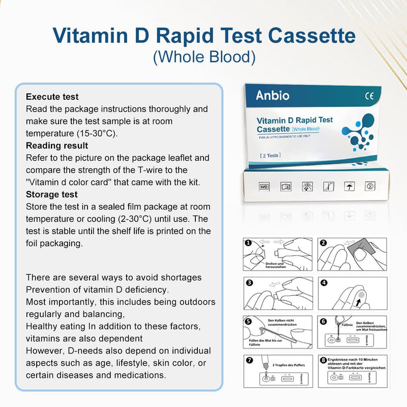 2 x Vitamin D Test Kit for Home Self Vitamin D Level Insufficiency Deficiency Testing Kits