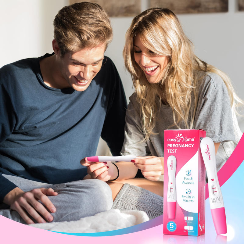easy@Home Pregnancy Test: Smart Love Timing Indicator - Early Detection | Fast Results & Easy to Use for Home Use hCG Tests | 5 Pack 5 Count (Pack of 1)