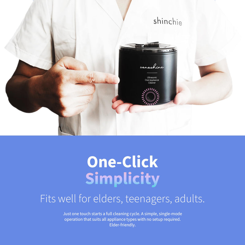 [Australia] - Ultrasonic Retainer Cleaner – Auto-Adjust 39-48kHz Sonic Retainer Cleaner Machine for Aligner, NightGuard, Mouth Guard, Denture & More | Easy & Quiet Black 