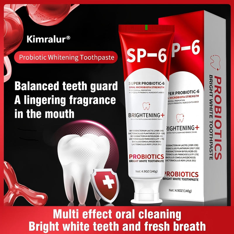 Sp-6 Probiotics Whitening Toothpaste, Sp-6 Ultra Whitening Toothpaste, Enhanced Formula with Enamel-Safe, Fluoride-Free, Fresh Breath Mint Flavor for Oral Health (1) 1