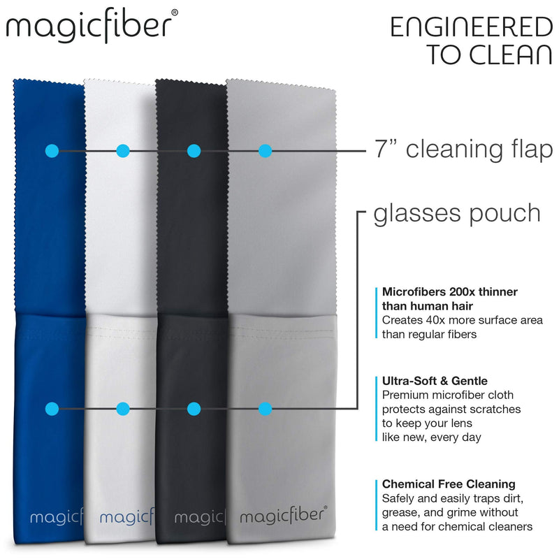 [Australia] - MagicFiber Glasses Case Soft (4-pack) - Sunglasses Pouch - Soft Glasses Pouch - Works as Glasses & Eyeglass Cleaner 