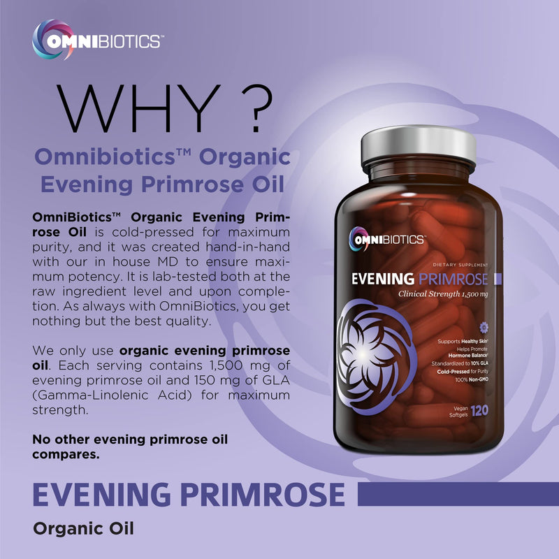 [Australia] - Organic Evening Primrose Oil | Clinical Strength 1,500 mg | 10% GLA | Cold-Pressed, Non-GMO | Hormone Balance for Women | Menopause and PMS Support | 120 Vegan softgel Capsules 