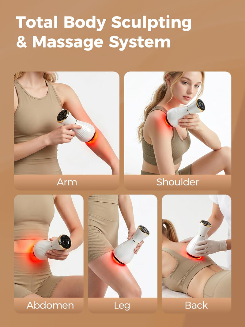 Electric Cupping Massager for Body with Suction, Red Light & Heat, Lymphatic Drainage Massager, 12 Intensity Body Sculpting Machine, Cellulite Massage Tool for Arms Legs Waist Back