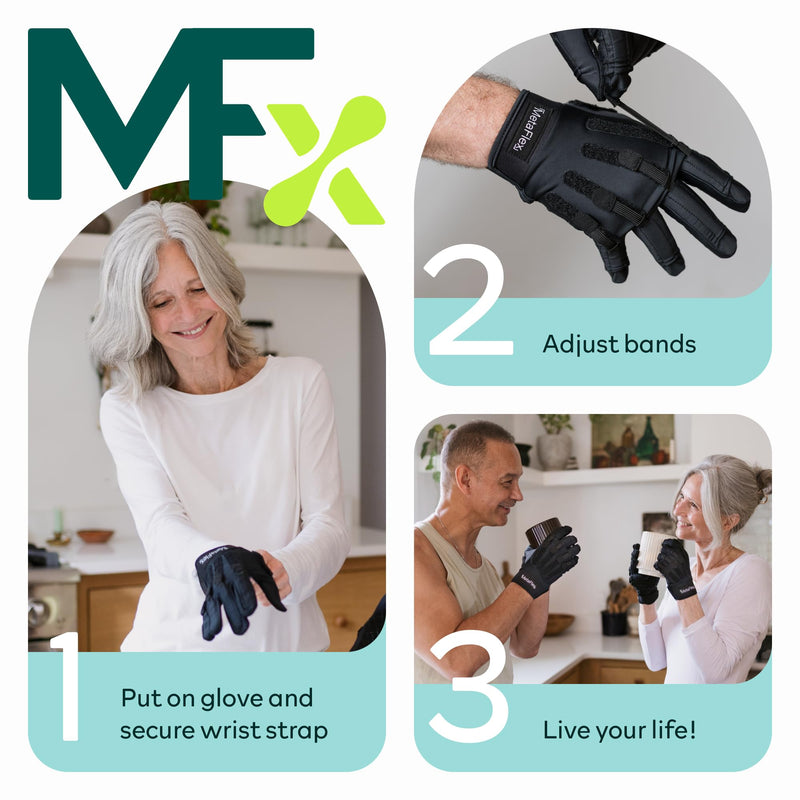 MetaFlex Arthritis Pain Relief Gloves - Therapeutic Compression Glove & Wearable Grip Strengthener - Adjustable Resistance Bands for Swelling Relief and Mobility Improvement Medium Left