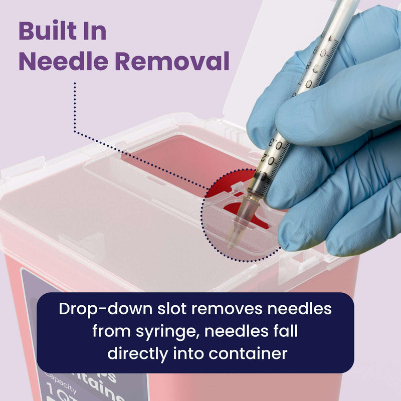 [Australia] - Small Sharps Container for Home Use - 1 Quart Needle Disposal Container for Diabetes Needles, Syringes, and Blades - Portable Travel Size for Biohazard Medical Waste 