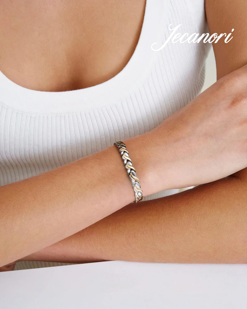 [Australia] - Magnetic Bracelets for Women, Ultra Strength 3500 Gauss Magnet Bracelet, Mermaid Titanium Steel Bracelets Jewelry Gifts for Women with Sizing Tool A-Silver and Gold 