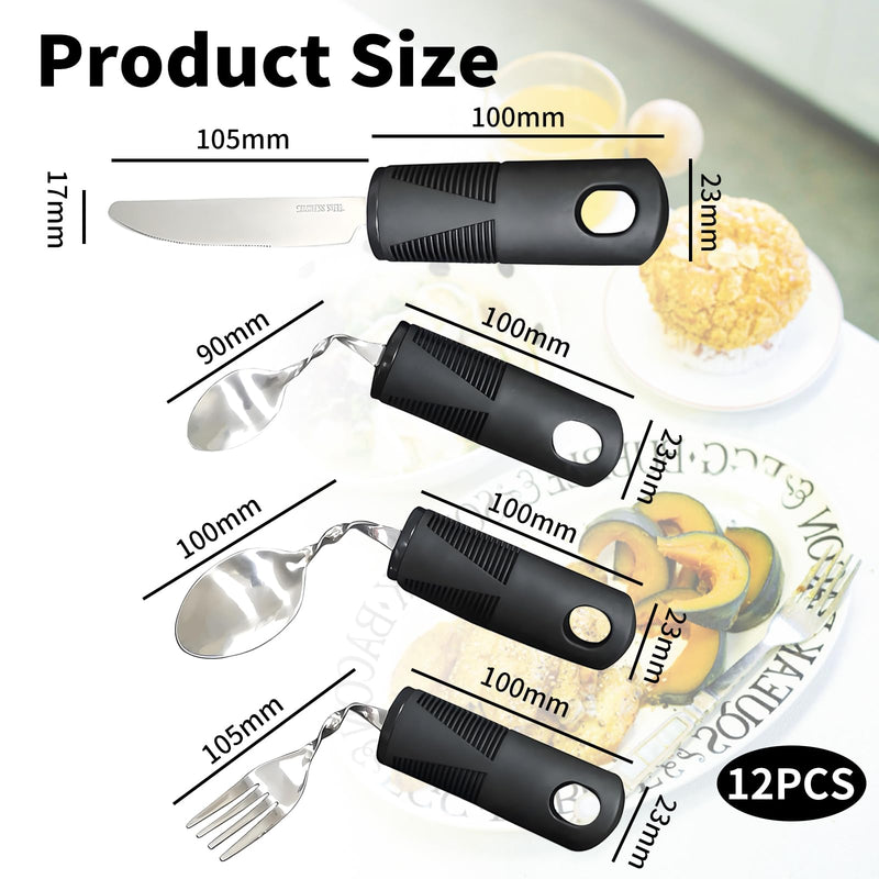 4PCS Bendable Cutlery for Disabled Hands, Disability Aids Weighted Bendable Cutlery, Anti-Shake Easy Grip Adaptive Cutlery with Knife Fork Spoon for Parkinson Elderly Disabled Arthritis