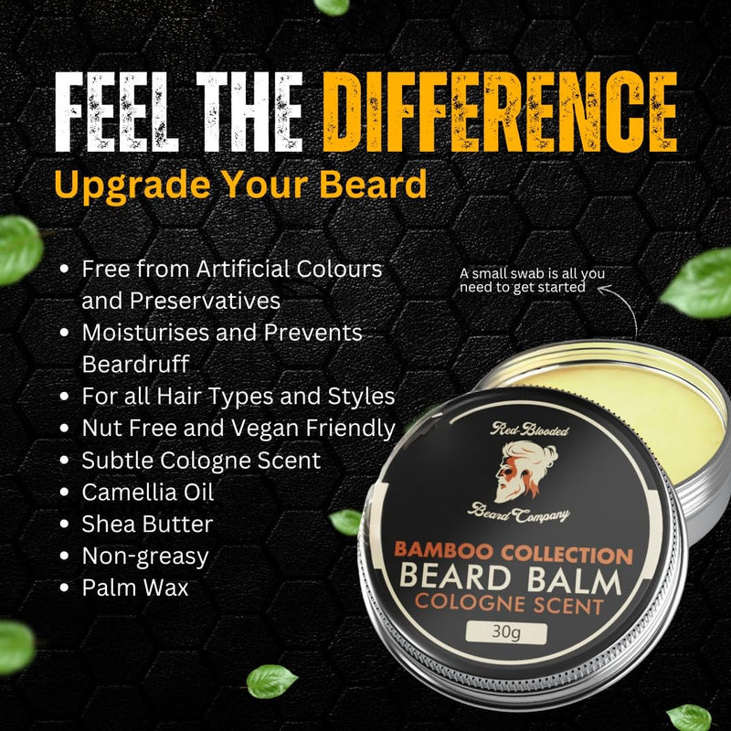 [Australia] - Red-Blooded Cologne scented beard balm for men - nourishes, shapes and moisturizes all lengths of facial hair, helps your beard, natural and vegan 