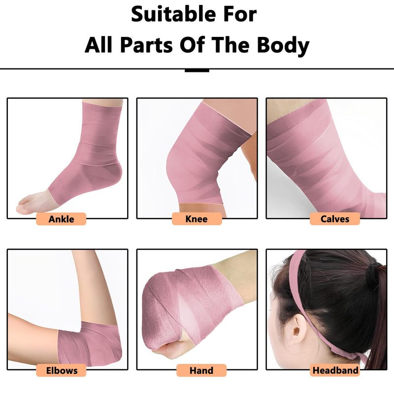 Pre Wrap Tape,TTZEZE Athletic Foam Underwrap,Soft Prewrap Headbands,Smooth Sports Wrap Roll,Pre Wrap Bandage Sport Tape for Ankles Wrists Hands Elbows 2.76 Inch x 30 Yards Light Pink 4-Rolls