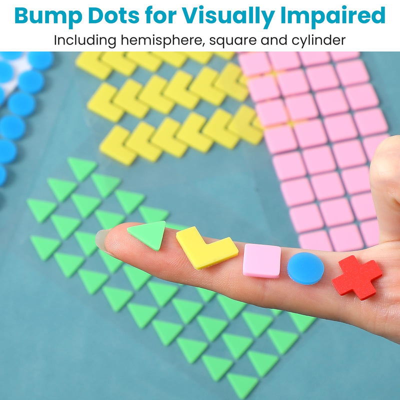 200 Pack Bump Dots for Visually Impaired Low Vision Aids Silicone Self-Adhesive Tactile Dots 5 Color Geometric Braille Stickers for Visually Impaired, Elderly, Blind