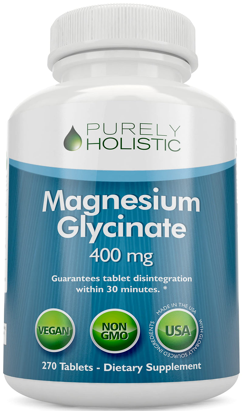 Purely Holistic Red Yeast Rice 1200mg with CoQ10 & Niacin + Magnesium Glycinate 400mg - 120 Capsules + 270 Tablets - Made in USA