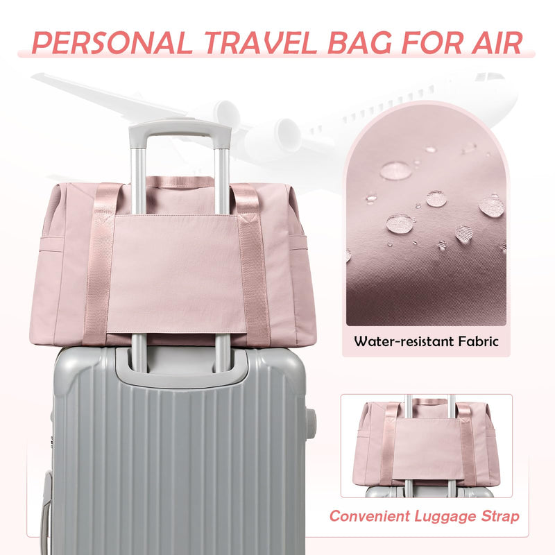 Travel Duffle Bag - Gym Bag for Women,Tote Bag Laptop Carry on Weekender Overnight Bag Organizer Duffel Bag for Travel,31L,Baby Pink Baby Pink 31L